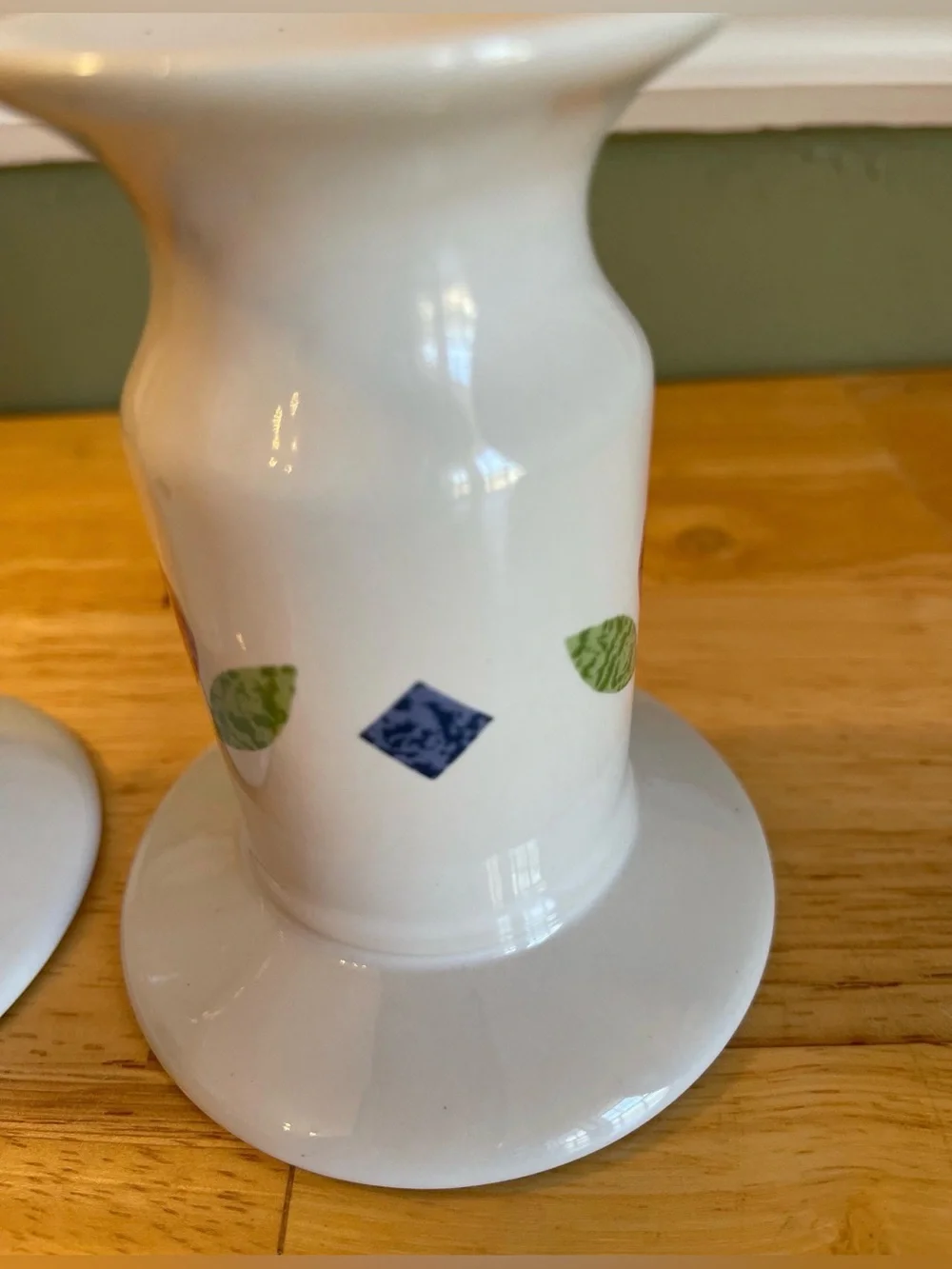 Corningware White Candle Holders set Quilt Heart pattern 4” /1994
